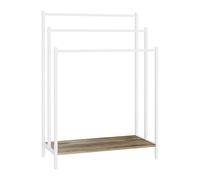 Relaxdays toallero de pie con repisa Efecto Madera, 3 Barras, 81x60x28 cm, Natural/Blanco