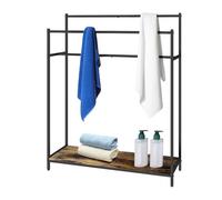 Relaxdays toallero de pie con repisa, Industrial, 3 Barras, 100x82x29 cm, marrón/Negro