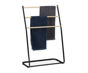 Relaxdays Toallero de pie de metal marrón claro,negro