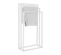 Relaxdays toallero de pie en Metal Mate, 3 Barras escalonadas, baño, Blanco, 84 x 44 x 21,5 cm