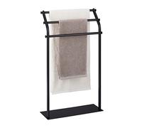 Relaxdays Toallero de Pie Metal, 3 Brazos, 86x51x19 cm, Antideslizante, Soporte Toallas Baño, Dormitorio, Acero, Negro, 1 Unidad