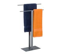 Relaxdays Toallero de Pie Doble T, 2 Brazos, Soporte Toallas Metal, 82 x 50 x 19cm, Baño, Dormitorio, Hierro, Gris, 1 Unidad