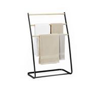 Relaxdays Toallero de pie, 3 Barras, Hierro Negro, 86 x 58 x 30 cm para Toallas y Ropa