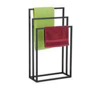 Relaxdays Toallero de Pie 3 Barras, Acero, 82,5 x 46 x 21 cm Aprox., Soporte de Toallas para Suelo de Baño, Color Negro