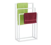 Relaxdays Toallero de Pie Triple, Acero, 82,5 x 46 x 21 cm Aprox, Soporte de Toallas para Suelo de Baño, Color Blanco