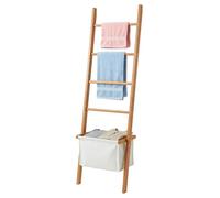 Relaxdays Escalera toallero con cesta beige,marrón claro