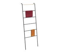 Relaxdays Toallero Escalera, 6 Barras, Toallas y Ropa, 160,5x55,5x10 cm, Metal, Portatoallas Industrial, Baño, Negro, 10% Hierro 90% Acero