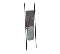 Relaxdays Toallero Escalera de Acero y Madera, 4 Barras, Antracita | Toallas y Ropa, para Apoyar en la Pared, 171x50x3 cm