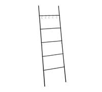 Relaxdays Toallero Escalera, 5 Barras y Ganchos, Soporte Toallas y Ropa, 178x58 cm, Metal, Portatoallas, Baño, Negro