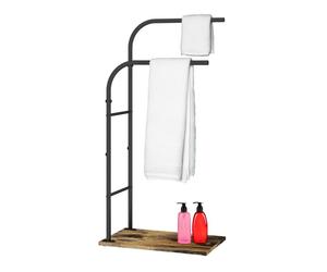 Relaxdays Toallero ind. con repisa marrón oscuro,negro