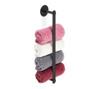 Relaxdays Toallero de Pared Adhesivo de Acero y Aluminio, Accesorio Portatoallas sin Taladro, 5,5x40,5x7 cm, Negro, Inoxidable