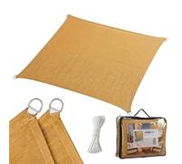 Relaxdays Toldo de 5 x 5 m, HDPE, Transpirable, para jardín y balcón, Lona con Cuerdas tensoras, Cuadrado, Arena