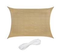 Relaxdays Toldo de Vela Rectangular, 2 x 4 m, Tejido HDPE, Resistente Rayos UV, Cóncavo, Cuerdas Tensoras, Beige