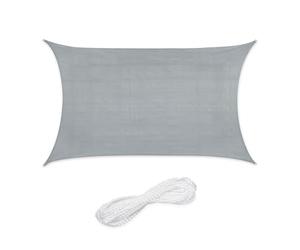 Relaxdays Toldo de Vela Rectangular, 3 x 4 m, Tejido HDPE, Resistente Rayos UV, Cóncavo, Cuerdas Tensoras, Gris Claro