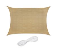 Relaxdays Toldo de Vela Rectangular, 2 x 4 m, Tejido HDPE, Resistente Rayos UV, Cóncavo, Cuerdas Tensoras, Beige
