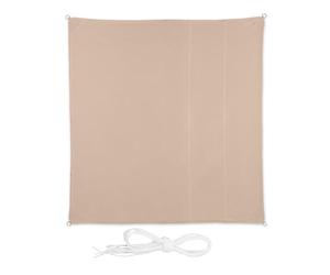Relaxdays Toldo Vela, 2,5 x 2,5 m, Repelente al Agua, Poliéster, Cuerdas Tensoras, Cuadrado, Jardín, Balcón, Beige
