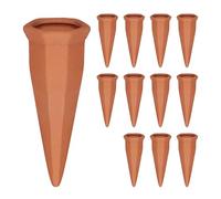 Relaxdays Tonkegel Bewässerung 12 Picos Riego, Cono Regador Arcilla, Compatible con Botella 1,5l, Balcón, Plantas Interior, Terracota, Cerámica, 13 x 5 x 4,5 cm