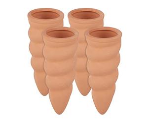 Relaxdays Tonkegel Bewässerung 8 Conos de Arcilla para regar Plantas, para Botellas de 1,5 l, Ayuda para riego, Altura 11,5 x 4,5 cm, Terracota, 100% cerámica, marrón Claro, 8 Unidades