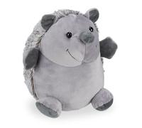 Relaxdays Tope Puertas Erizo, de Tela, 19,5 cm, Pesado, para Suelos, Sujetapuertas Peluche, Decorativo, Blando, Gris, Arena, 1 Unidad