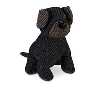 Relaxdays Tope Puertas Perro, Sujetapuertas Infantil, Tela Suave, Relleno Arena, Pesado, 23,5 x 18 x 22cm, Gris y Marrón