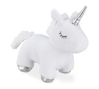 Relaxdays Tope Puertas Unicornio, Tela, Relleno Arena, para Suelo, Interior, Pesado, Blando, Sujetapuertas, 25cm, Blanco