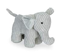 Relaxdays Tope para Puertas Elefante, Tela Pana, Relleno Arena, Sujetapuertas Peluche, 22cm Alto, Pesado, Blandito, Gris