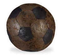 Relaxdays Tope para Puertas Pelota Fútbol, de Tela, Relleno de Arena, Sujetapuertas Decorativo, Pesado, Ø 20 cm, Marrón, Poliéster, 1 Unidad