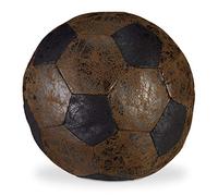 Relaxdays Tope para Puertas Pelota Fútbol, de Tela, Marrón | Relleno de Arena, Sujetapuertas decorativo, Pesado, Ø 20 cm