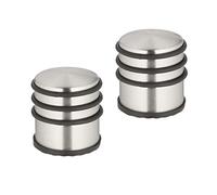 Relaxdays Tope Puerta Acero Inoxidable, Set 2, 7,5 x 7 cm, Alto y Pesado, Antideslizante, Sujetapuertas, Plateado/Negro, Coco