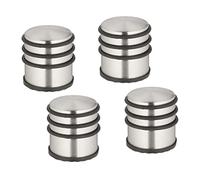 Relaxdays Tope Puerta Acero Inoxidable, Set 4, 7,5 x 7 cm, Alto y Pesado, Antideslizante, Sujetapuertas, Plateado/Negro