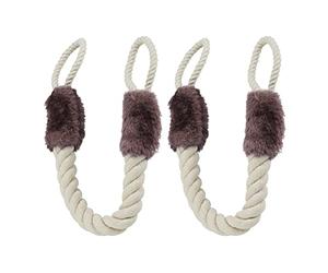 Relaxdays Tope Puerta Cuerda, 2, para Picaporte, Cordel Anticierre, 60 cm, Protección Niños y Mascotas, Beige/Marrón, Algodón, Türkordel Klemmschutz 2er Set Braun