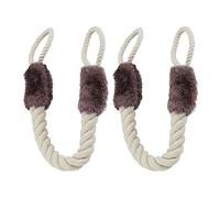 Relaxdays Tope Puerta Cuerda, Set 2, para Picaporte, Cordel Anticierre, 60 cm, Protección Niños y Mascotas, Beige/Marrón