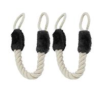 Relaxdays Tope Puerta Cuerda, Set 2, para Picaporte, Cordel Anticierre, 60 cm, Protección Niños y Mascotas, Beige/Negro