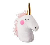Relaxdays Tope Puertas Unicornio, Tela, Relleno Arena, para Suelo, Pesado, Blando, Sujetapuertas, 28 cm, Blanco y Dorado, Poliéster