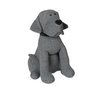 Relaxdays, Decorativo, Interior, 33 cm, Gris Tope Puerta Forma Perro, Tela con Relleno de Arena, Sujetapuertas Suelo, Saco Antiportazos, 28x17x19 cm, Poliéster
