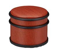 Relaxdays Tope Puerta, Puertas y Ventanas Pesadas, Acero Inoxidable y Goma, Efecto Madera, Freno, 9,5cm Ø, Marrón Rojizo