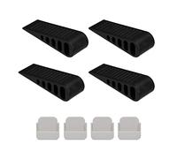 Relaxdays Tope Puerta, Set de 4, Cuña Puertas Autoadhesiva, Antideslizante, Sujetapuertas Suelo, 3 x 5 x 13,5 cm, Negro