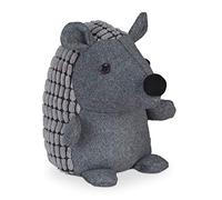 Relaxdays Tope Puertas Erizo, de Tela, 20cm, Pesado, para Suelos, Sujetapuertas Peluche, Decorativo, Blando, Gris Oscuro, 50% poliéster 50% Arena, 1 Unidad
