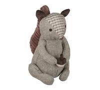 Relaxdays Tope Puerta Ardilla, Relleno Arena, Tela, Sujetapuertas Peluche Suelo, Pesado, Suave, 26 x 17 x 22 cm, Marrón