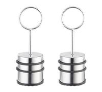 Relaxdays Tope Puertas, Set de 2, con Asa, Acero Inoxidable y Goma, Freno Portazos, Interior, 20 x 7 cm, Plateado/Negro