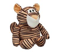 Relaxdays Tope Puertas Tigre, Sujetapuertas Tela y Arena, Cojín Pesado Suelo, 22 x 19 x 26cm, Decorativo, Marrón y Negro