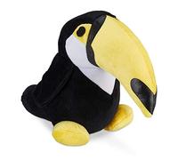 Relaxdays Tope Puertas Tucán, de Tela, 20 cm, Pesado, Negro y Amarillo | Para Suelos, Sujetapuertas Peluche, Decorativo