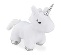 Relaxdays Tope Puertas Unicornio, Tela, Relleno Arena, para Suelo, Interior, Pesado, Blando, Sujetapuertas, 25cm, Blanco