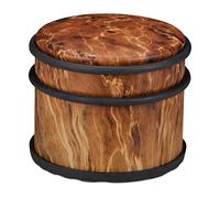 Relaxdays Tope, Puertas y Ventanas Pesadas, Acero Inoxidable y Goma, Efecto Madera, Freno, 9,5cm Ø, Marrón Oscuro