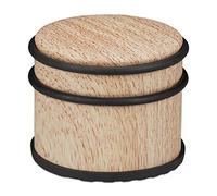 Relaxdays Tope, Puertas y Ventanas Pesadas, Acero Inoxidable y Goma, Efecto Madera, Freno, 9,5cm Ø, Marrón Claro