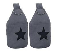 Relaxdays Topes Puerta con Estrella, Pack de 2 Sacos Arena de Tela con Asa, Sujetapuertas, 22,5x11cm, Gris Oscuro/Negro