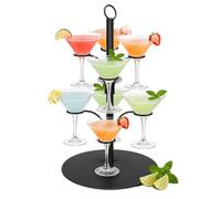 Relaxdays Torre bebidas, 8 copas, acero, negro