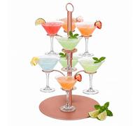 Relaxdays Torre bebidas, 8 vasos, acero, oro rosa