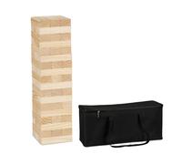 Relaxdays Torre de bloques de madera XL marrón claro,negro