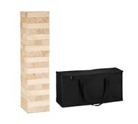 Relaxdays Torre de bloques de madera XXL marrón claro,negro